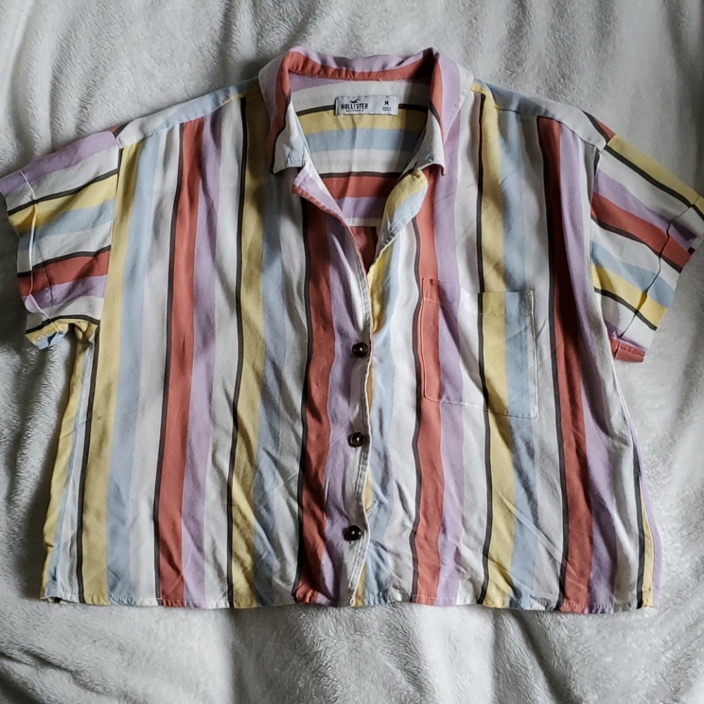 Hollister Colorful Striped Camp Shirt